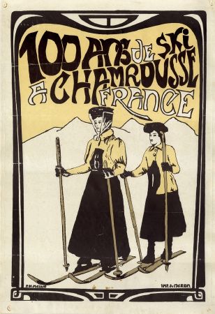 100 ANS DE SKI A CHAMROUSSE FRANCE - affiche originale par P. Di Meglio (ca 1975)