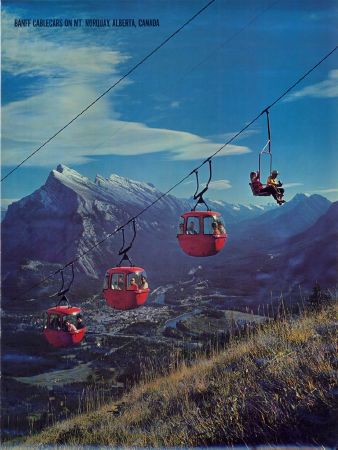 BANFF CABLECARS ON MT. NORQUAY, ALBERTA, CANADA - affiche originale 