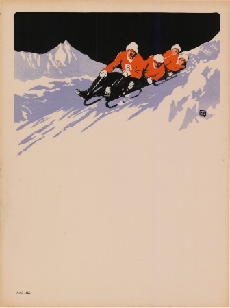 SCENE DE BOBSLEIGH A QUATRE - affiche originale par Alo (ca 1930)