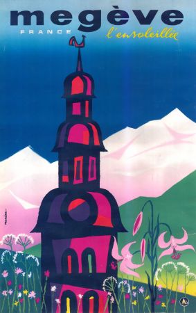 MEGEVE L'ENSOLEILLEE - affiche originale par Auriac (ca 1960)