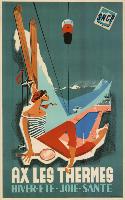 AX LES THERMES HIVER-ETE - JOIE-SANTE - affiche originale de Robert Rey (ca 1955)