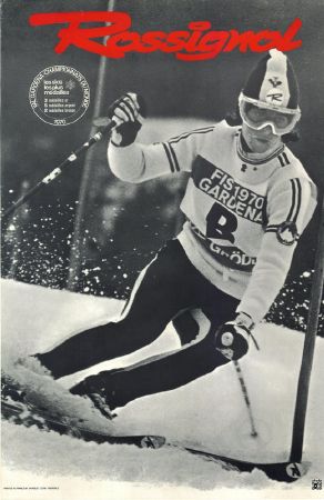 SKIS ROSSIGNOL - VAL GARDENA - CHAMPIONNATS DU MONDE 1970 (BRITT LAFFORGUE) - affiche originale
