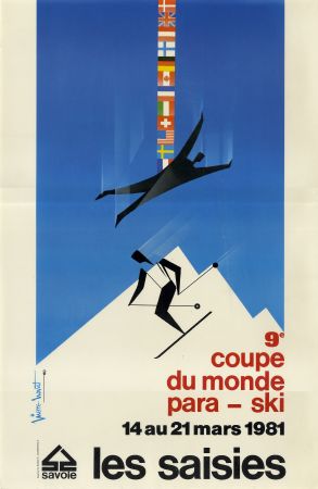 LES SAISIES - 9è COUPE DU MONDE PARA-SKI 1981 - affiche originale par Pierre Novat