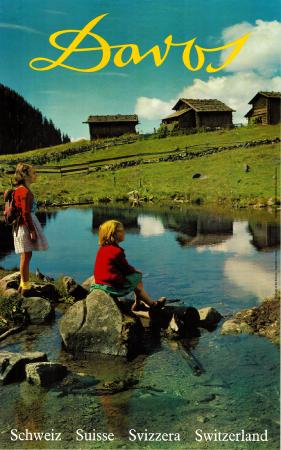 DAVOS SCHWEIZ SUISSE SVIZERRA SWITZERLAND - affiche originale par Lisa Schellenberg-Gensetter (1964)