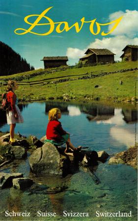 DAVOS SCHWEIZ SUISSE SVIZERRA SWITZERLAND - affiche originale par Lisa Schellenberg-Gensetter (1964)
