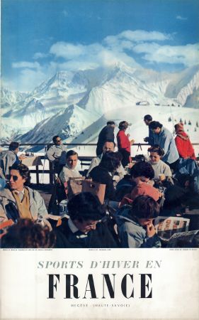 SPORTS D'HIVER EN FRANCE - MEGEVE (HAUTE-SAVOIE) - affiche originale (ca 1955)