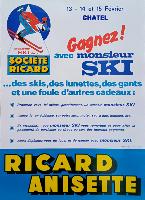 MONSIEUR SKI DE LA SOCIETE RICARD A CHATEL - GAGNEZ AVEC MONSIEUR SKI - affiche originale (ca 1975)