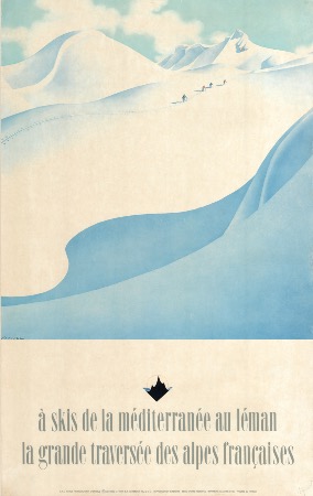 A SKIS DE LA MEDITERRANEE AU LEMAN, LA GRANDE TRAVERSEE DES ALPES - affiche de Samivel (1974)