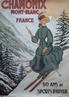 CHAMONIX MONT-BLANC, 80 ANS DE SPORTS D'HIVER - vintage ski poster, Abel Faivre (ca 1980)