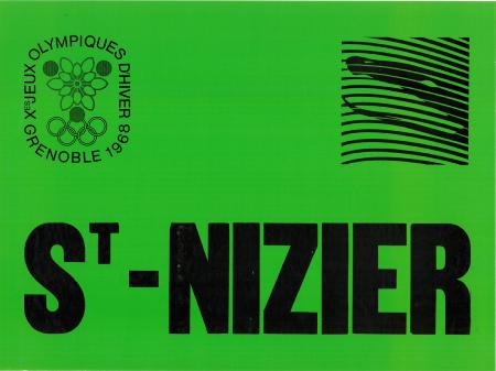 SAINT-NIZIER - JEUX OLYMPIQUES D'HIVER GRENOBLE 1968 - affiche originale (caisse/vente de billets)