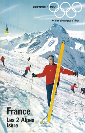 GRENOBLE 1968 Xè JEUX OLYMPIQUES D'HIVER - LES 2 ALPES ISERE - affiche originale