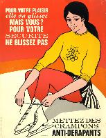 POUR VOTRE PLAISIR ELLE VA GLISSER MAIS VOUS ? POUR VOTRE SECURITE NE GLISSEZ PAS, METTEZ DES CRAMPONS ANTI-DERAPANTS - GRENOBLE JO 1968 - affiche originale EDF