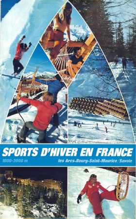 SPORTS D'HIVER EN FRANCE - LES ARCS.BOURG-SAINT-MAURICE SAVOIE - affiche originale (1976)