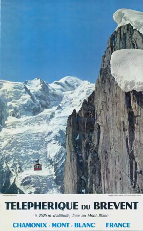TELEPHERIQUE DU BREVENT - CHAMONIX - MONT-BLANC - affiche originale par C. Pocachard (1975)