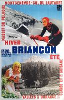 BRIANCON HIVER ETE - PELVOUX, MONTGENEVRE, LAUTARET, DURANCE, CLAREE, GUISANE - affiche originale PLM de Ch. Garry (ca 1930)