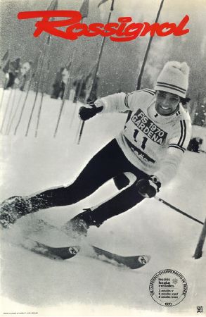 SKIS ROSSIGNOL - VAL GARDENA - CHAMPIONNATS DU MONDE 1970 (ANNIE FAMOSE) - affiche originale