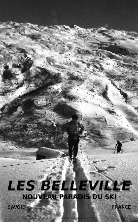 LES BELLEVILLE - NOUVEAU PARADIS DU SKI - affiche néo-vintage