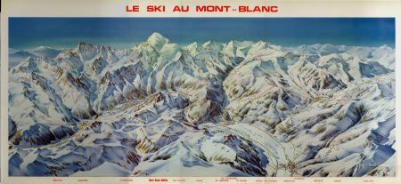 SKI AU MONT-BLANC - grand panorama de Pierre Novat (1974)