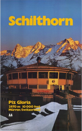 SCHILTHORN - PIZ GLORIA 2970 M - MÜRREN/SWITZERLAND - affiche originale (ca 1975)