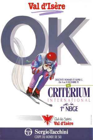 VAL D'ISERE - OK - 36è CRITERIUM INTERNATIONAL DE LA 1ère NEIGE 1991 - affiche originale