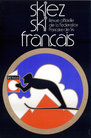 SKIEZ SKI FRANCAIS - REVUE OFFICIELLE DE LA FFS - affiche originale (ca 1970)