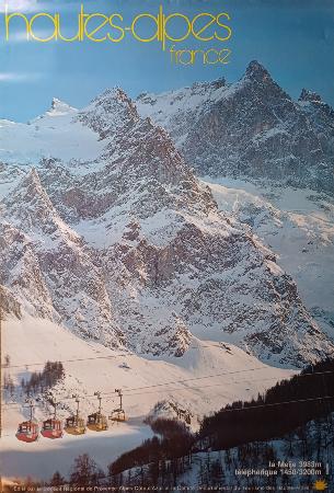 HAUTES-ALPES FRANCE - LA MEIJE 3983 M - TELEPHERIQUE 1450/3200 M - affiche originale (ca 1977)