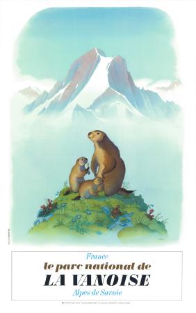 LE PARC NATIONAL DE LA VANOISE - ALPES DE SAVOIE - affiche originale d'après Samivel (ca 1975)