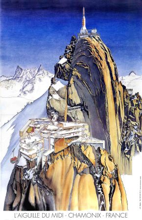 L'AIGUILLE DU MIDI CHAMONIX - poster de J.-P. Merlin (1991)