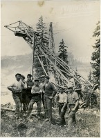 CHANTIER DU TELEFERIQUE DU MONT D'ARBOIS A MEGEVE - 5 photos originales (1934)