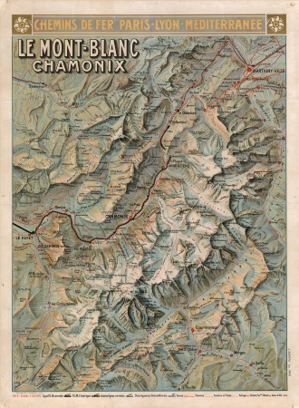 LE MONT-BLANC CHAMONIX - CHEMINS DE FER PLM - affiche originale par Trinquier-Trianon (1913) 