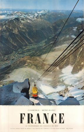 FRANCE CHAMONIX MONT-BLANC - LE TELEPHERIQUE DE L'AIGUILLE DU MIDI - affiche de Viguier (1956)