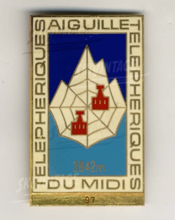 CHAMONIX - TELEPHERIQUES AIGUILLE DU MIDI - insigne commémoratif émaillé (ca 1960)