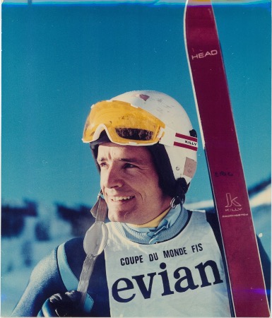 JEAN-CLAUDE KILLY... SKIS HEAD KILLY ET LUNETTES SANBUEE KILLY  - grande photo originale (ca 1970)