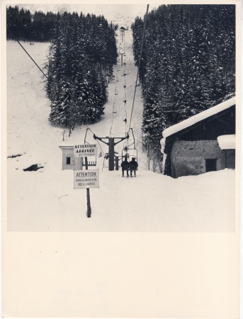 TELESIEGE BIPLACE POMAGALSKI LE GLACIER DES BOSSONS A CHAMONIX - photo originale P. Tairraz (1961)