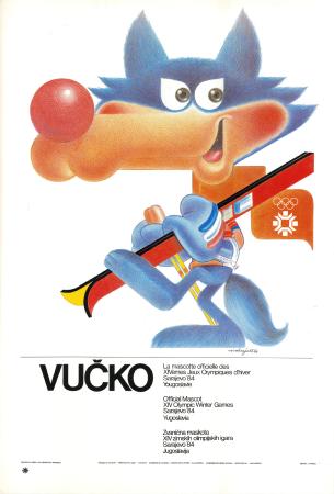 VUCKO - LA MASCOTTE OFFICIELLE DES XIVe JEUX OLYMPIQUES D'HIVER SARAjEVO 1984 - affiche officielle