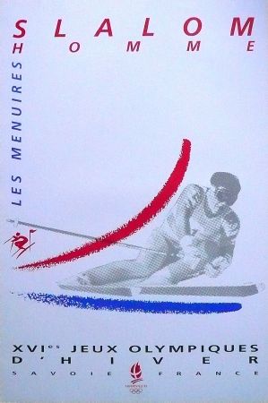 SLALOM HOMME - LES MENUIRES - XVIè JEUX OLYMPIQUES D'HIVER ALBERTVILLE 1992 - affiche officielle