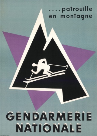 GENDARMERIE NATIONALE - PATROUILLE EN MONTAGNE - affiche originale (1957)