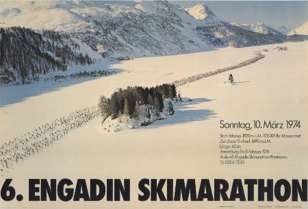 6. ENGADIN SKIMARATHON 10. MÄRZ 1974 - affiche originale