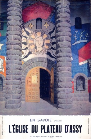 EN SAVOIE - L'EGLISE DU PLATEAU D'ASSY - affiche originale photo Domur (1956) 