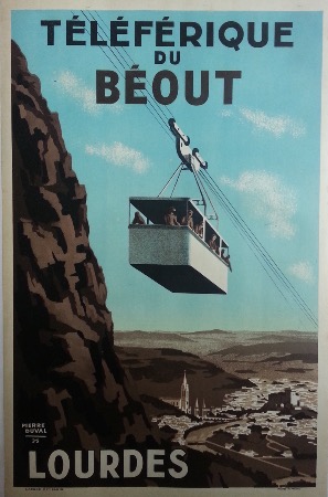 LOURDES - TELEFERIQUE DU BEOUT - affiche originale de Pierre Duval (1935)