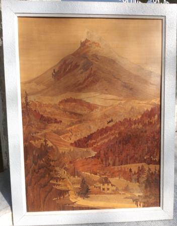 CHAMECHAUDE ET SAINT-PIERRE DE CHARTREUSE - panneau en marquèterie de bois par Rosenau (ca 1940)