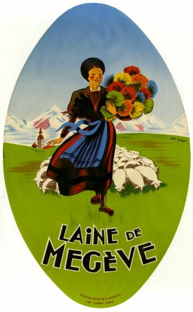 Laine de Megève - Affiche/médaillon d'après J. & P. Bellenger (ca 1950)