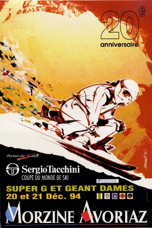 MORZINE-AVORIAZ - COUPE DU MONDE DE SKI 1994 - 20è ANNIVERSAIRE - affiche originale par Monnet E.