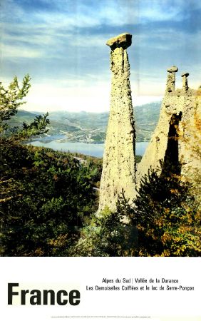 ALPES DU SUD, DURANCE : LES DEMOISELLES COIFFEES DU LAC DE SERRE-PONCON - affiche originale (1963)