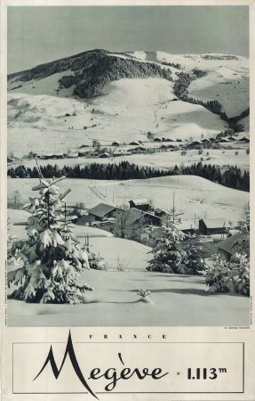 MEGEVE EN HIVER * 1113 M - affiche originale par Lemonnier (ca 1950)