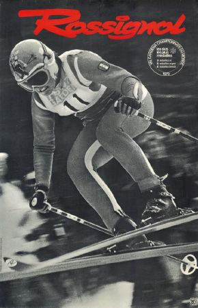 SKIS ROSSIGNOL - VAL GARDENA - CHAMPIONNATS DU MONDE 1970 (ISABELLE MIR) - affiche originale