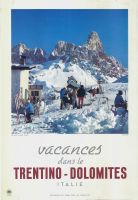 ITALIE - VACANCES DANS LE TRENTINO-DOLOMITES (PASSO ROLLE) - affiche originale (1962)