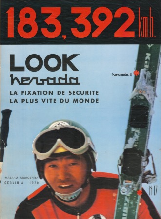 FIXATION SKI LOOK NEVADA - RECORD DE MASARU MORISHITA A CERVINIA - affiche originale (1970)