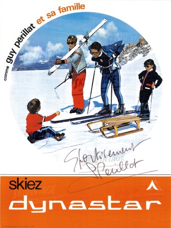 COMME GUY PERILLAT ET SA FAMILLE, SKIEZ DYNASTAR - affiche originale (ca 1965)