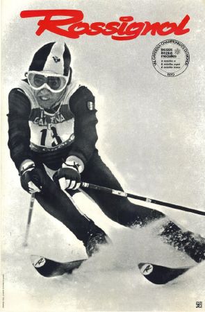 SKIS ROSSIGNOL - VAL GARDENA - CHAMPIONNATS DU MONDE 1970 (HENRI DUVILLARD) - affiche originale